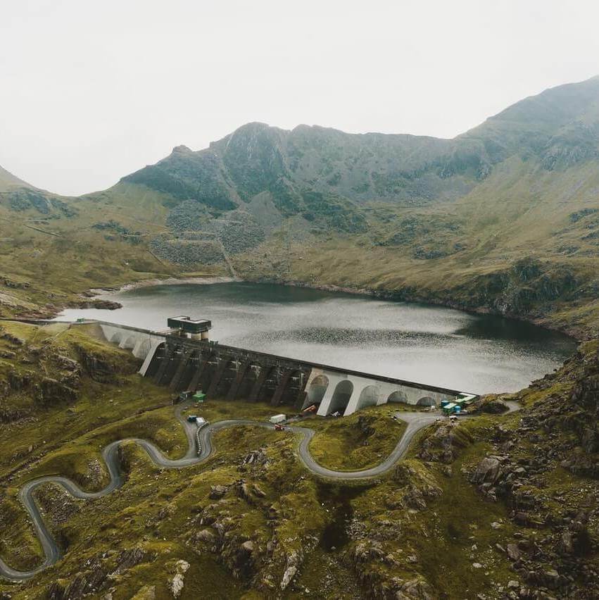 A river dam and lake